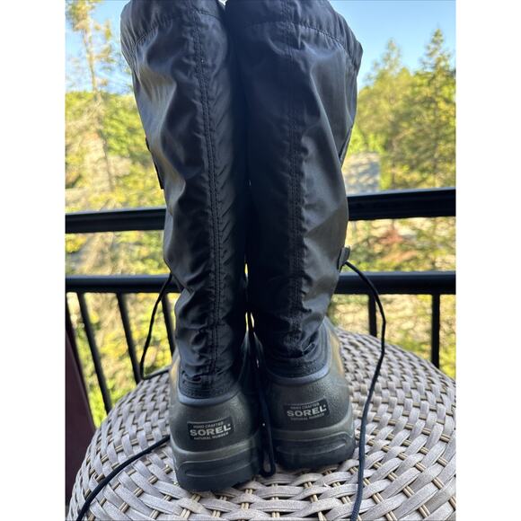 SOREL SNOWLION Black Nylon Rubber Insulated Snow BOOTS NL1082-010 Womens 9 Lined - Picture 8 of 16
